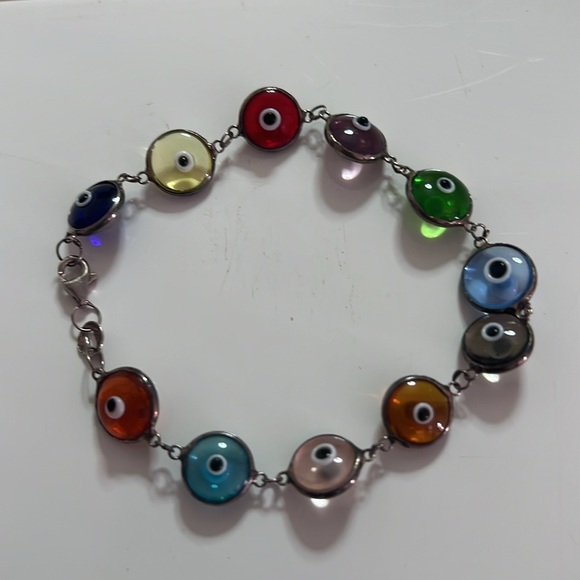 Women's Jewelry 925 Silver Multi Colour Evil Eye Bracelet - Picture 6 of 6